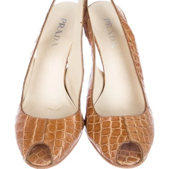 Vintage Prada Embossed Leather Slingback Sandals - Picture 3 of 5